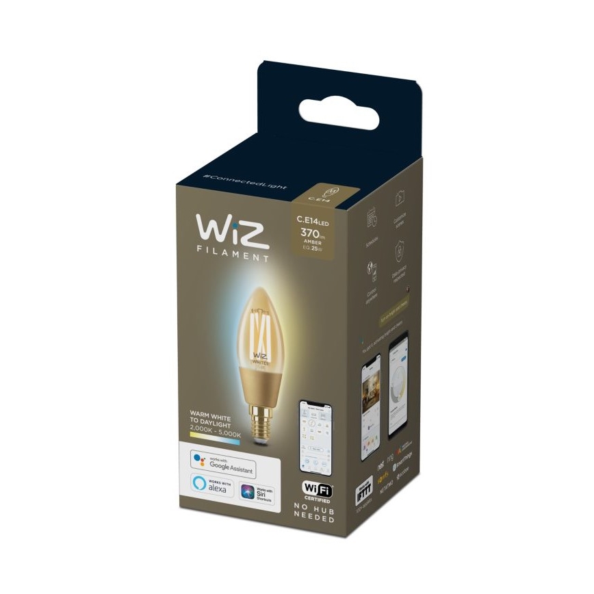 LED Aptumšojama spuldze VINTAGE FILAMENT C35 E14/4,9W/230V 2000-5000K CRI 90 Wi-Fi - WiZ