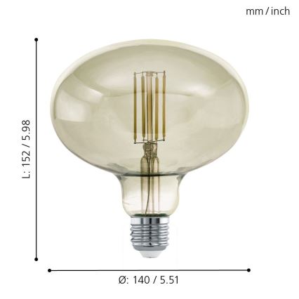 LED Aptumšojama spuldze VINTAGE E27/4W/230V 3000K - Eglo 12599