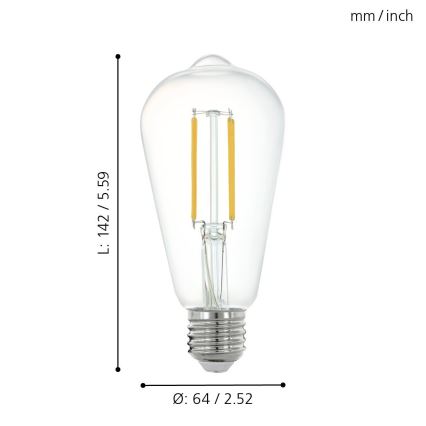 LED Aptumšojama spuldze E27/6W/230V 2700K - Eglo