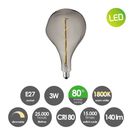 LED Aptumšojama spuldze VINTAGE EDISON E27/3W/230V 1800K