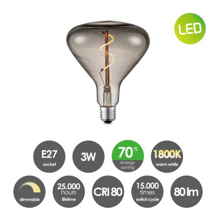 LED Aptumšojama spuldze VINTAGE EDISON E27/3W/230V 1800K