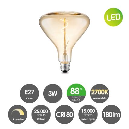 LED Aptumšojama spuldze VINTAGE EDISON E27/3W/230V 2700K