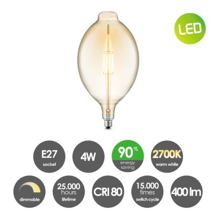 LED Aptumšojama spuldze VINTAGE EDISON E27/4W/230V 2700K