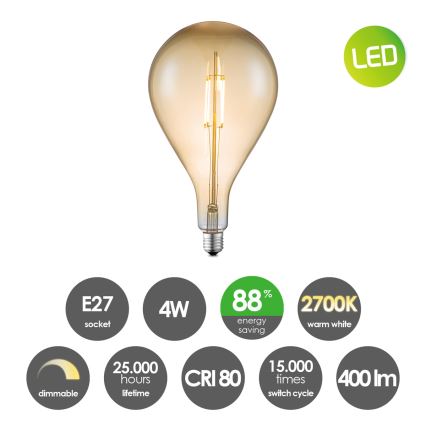 LED Aptumšojama spuldze VINTAGE EDISON E27/4W/230V 2700K