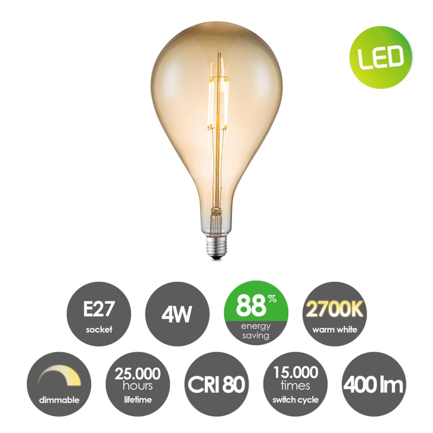 LED Aptumšojama spuldze VINTAGE EDISON E27/4W/230V 2700K