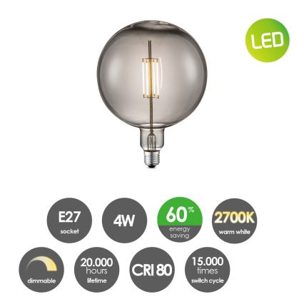 LED Aptumšojama spuldze VINTAGE EDISON G180 E27/4W/230V 2700K