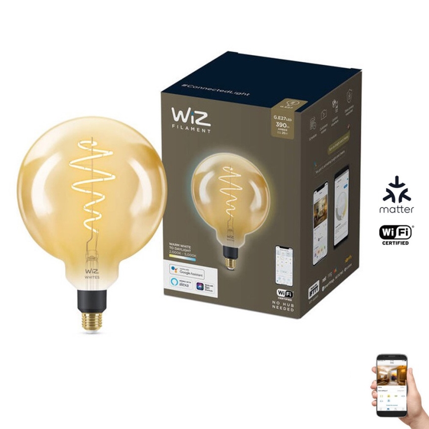 LED Aptumšojama spuldze VINTAGE FILAMENT G200 E27/6W/230V 2000-5000K CRI 90 Wi-Fi - WiZ