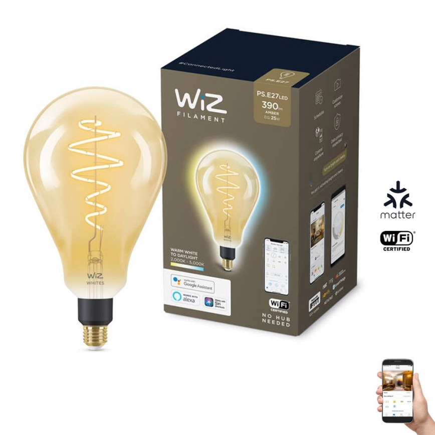 LED Aptumšojama spuldze VINTAGE FILAMENT PS160 E27/6,5W/230V 2000-5000K CRI 90 Wi-Fi -WiZ