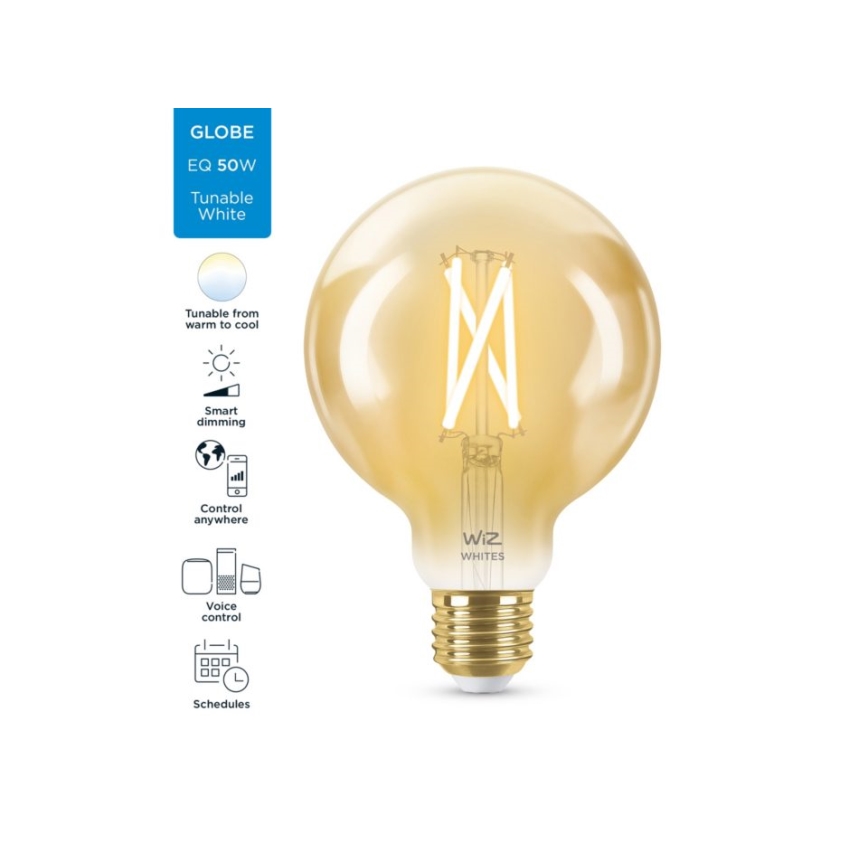 LED Aptumšojama spuldze VINTAGE FILAMENT G95 E27/6,7W/230V 2000-5000K CRI 90 Wi-Fi - WiZ