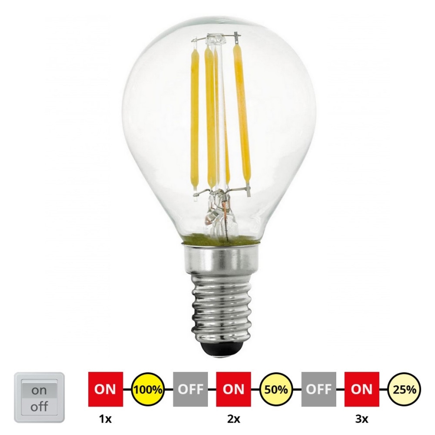 LED Aptumšojama spuldze VINTAGE P45 E14/4W/230V 2700K - STEPDIMMING - Eglo 11754