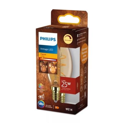LED regulējama VINTAGE spuldze Philips B35 E14/3,1W/230V 2200K CRI 90
