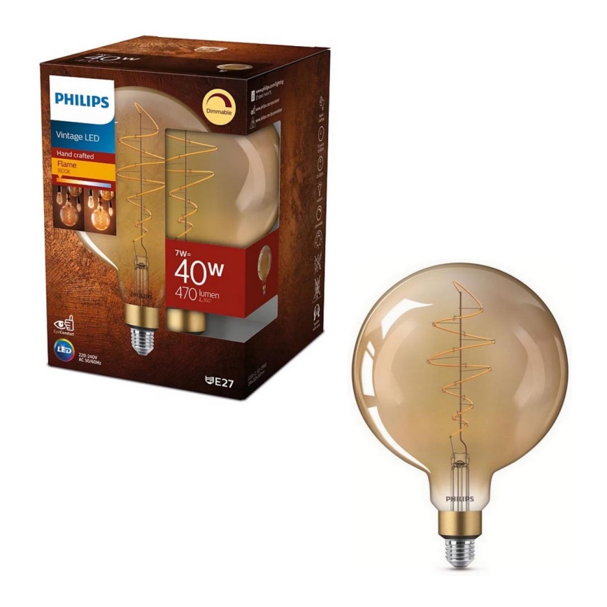 LED Aptumšojama spuldze VINTAGE Philips G200 E27/7W/230V 2000K
