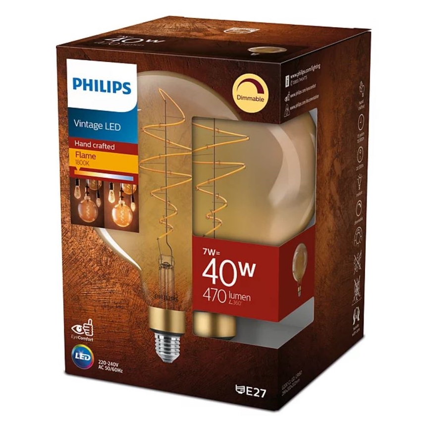 LED Aptumšojama spuldze VINTAGE Philips G200 E27/7W/230V 2000K
