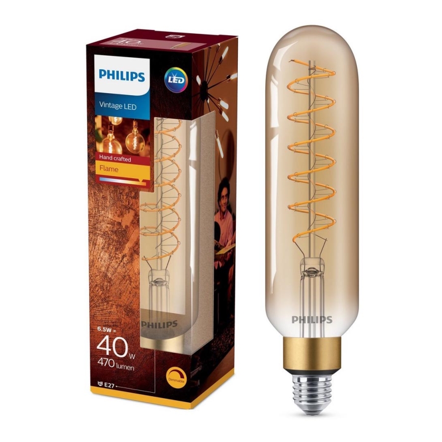 LED aptumšojama spuldze VINTAGE Philips T65 E27/6,5W/230V 2000K