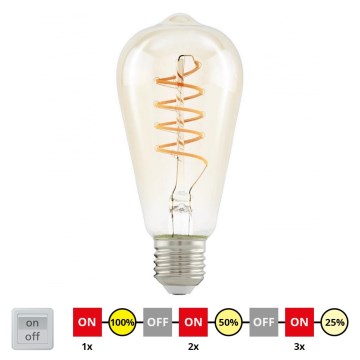 LED Aptumšojama spuldze VINTAGE ST64 E27/4W/230V 2200K - STEPDIMMING - Eglo 12522