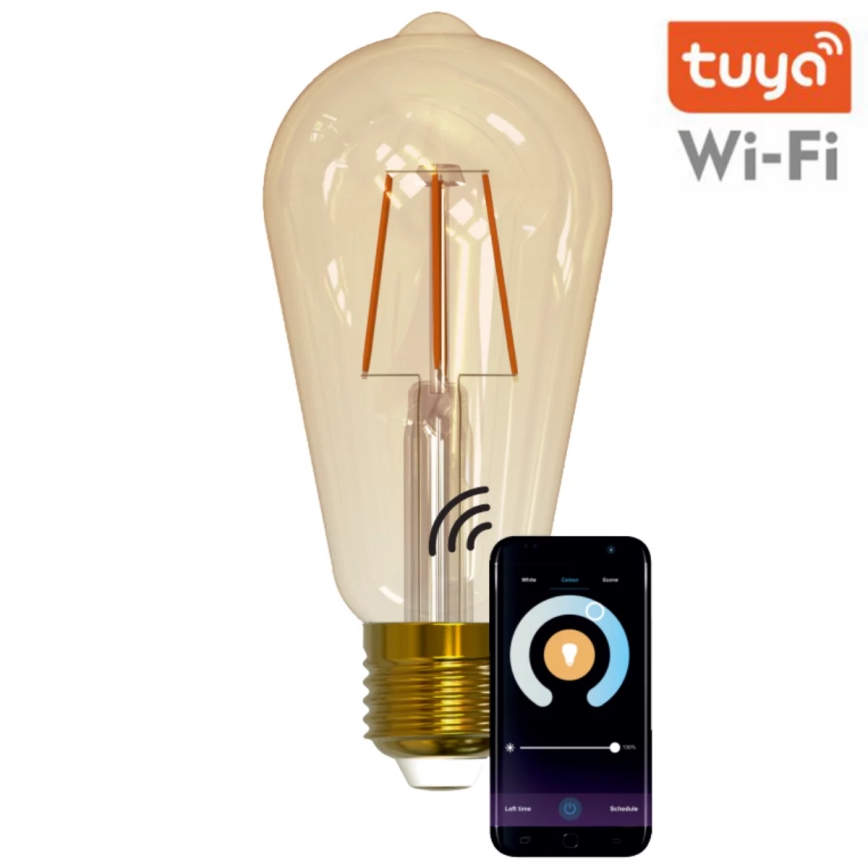 LED Aptumšojama spuldze VINTAGE ST64 E27/5,5W/230V 1800-2700K Wi-fi Tuya