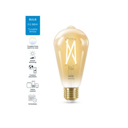 LED Aptumšojama spuldze VINTAGE FILAMENT ST64 E27/7W/230V 2000-5000K CRI 90 Wi-Fi - WiZ