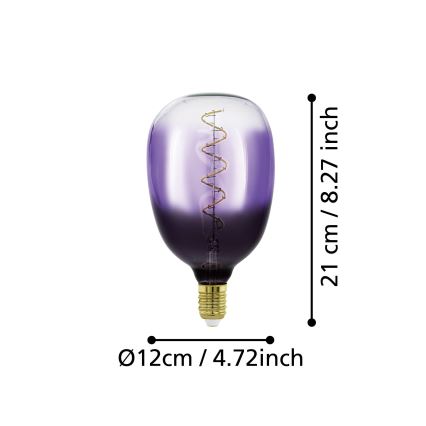 LED aptumšojama spuldze VINTAGE T120 E27/4W/230V 1800K violeta - Eglo 110226
