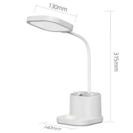 LED Aptumšojama uzlādējama galda lampa ar turētāju un ārējo akumulatoru LED/5W/5V 2400mAh