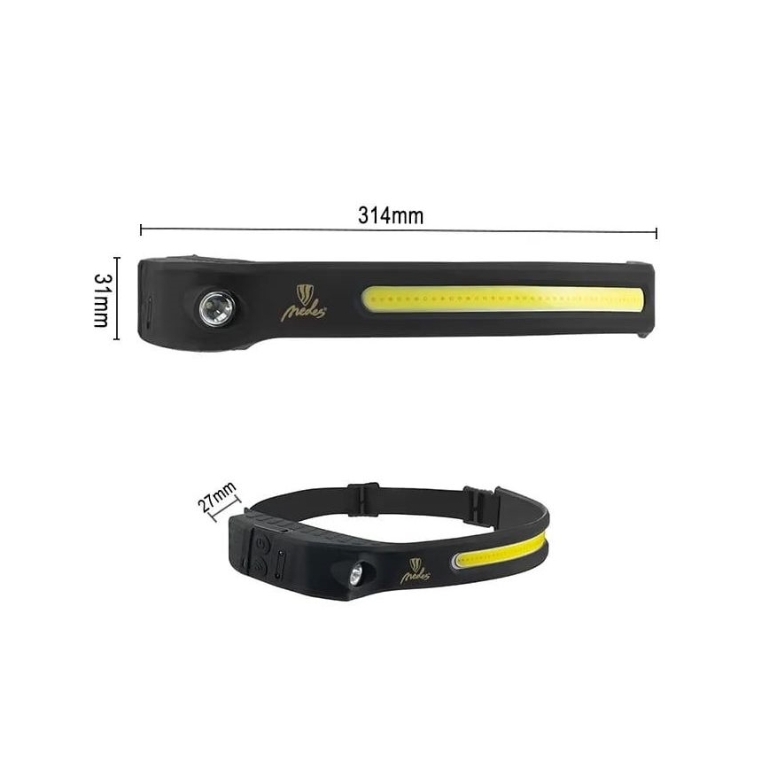LED Aptumšojama uzlādējama galvas lampa ar sensoru LED/8W/5V IP44 570 lm 2000 mAh