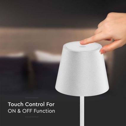 LED Aptumšojama uzlādējama grīdas stāvlampa 3in1 LED/4W/5V 4400 mAh 3000K IP54 balta