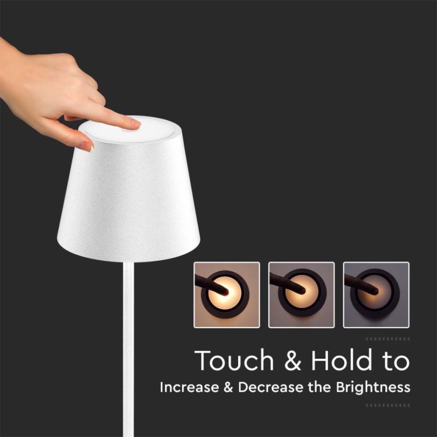 LED Aptumšojama uzlādējama grīdas stāvlampa 3in1 LED/4W/5V 4400 mAh 3000K IP54 balta