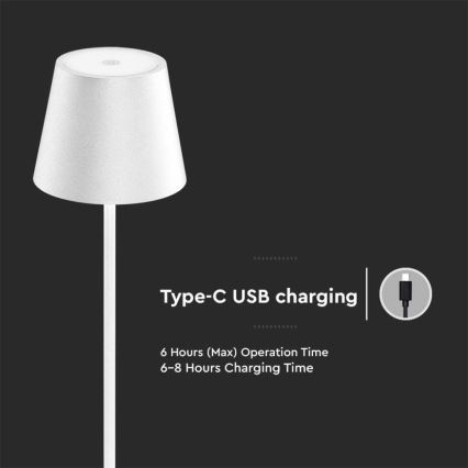LED Aptumšojama uzlādējama grīdas stāvlampa 3in1 LED/4W/5V 4400 mAh 3000K IP54 balta