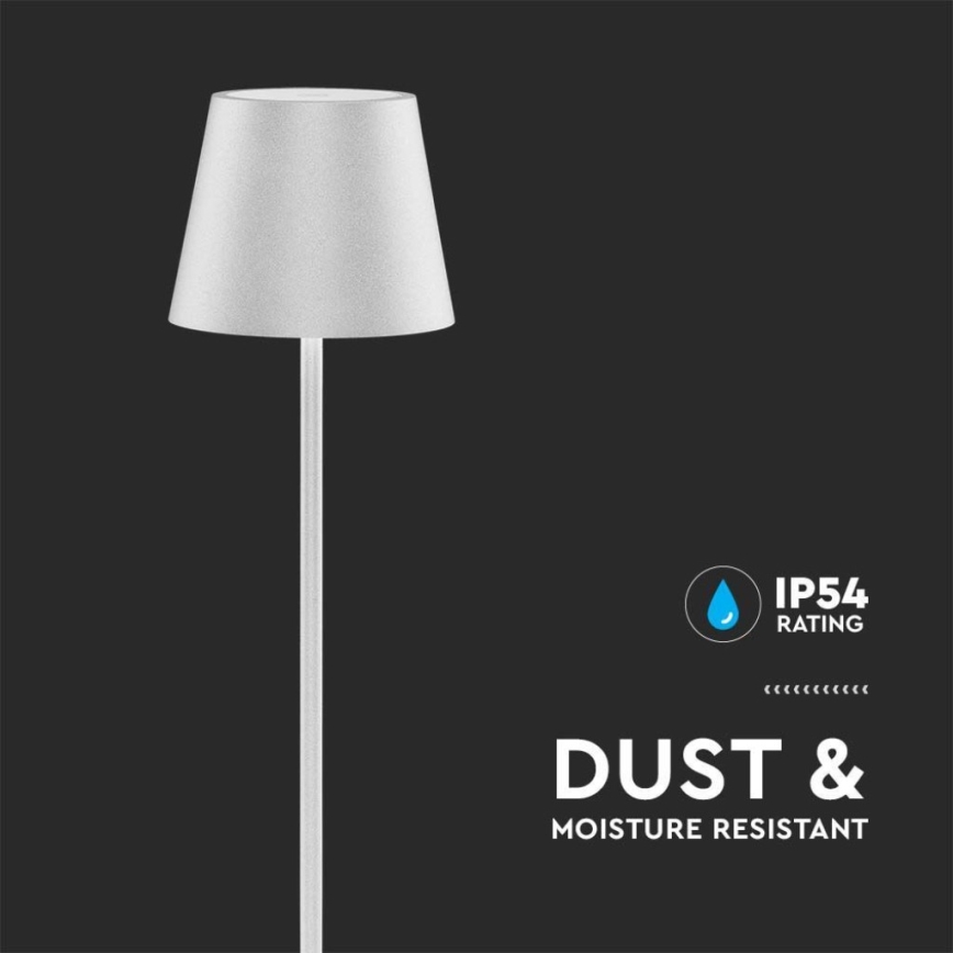 LED Aptumšojama uzlādējama grīdas stāvlampa 3in1 LED/4W/5V 4400 mAh 3000K IP54 balta
