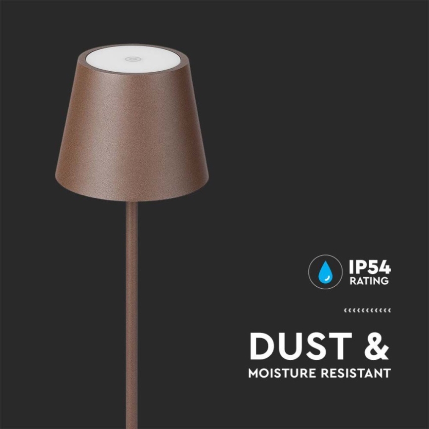LED Aptumšojama uzlādējama grīdas stāvlampa 3in1 LED/4W/5V 4400 mAh 3000K IP54 brūna