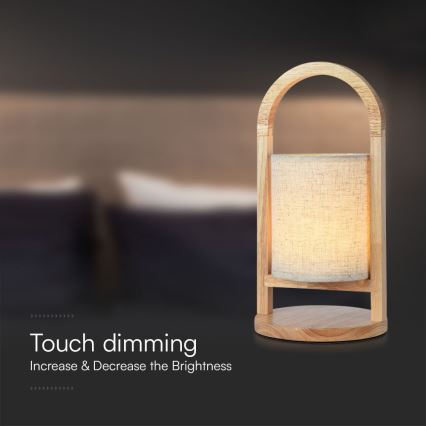 LED Aptumšojama uzlādējama skārienvadāma galda lampa LED/1,5W/5V 3000K 1800mAh bēša