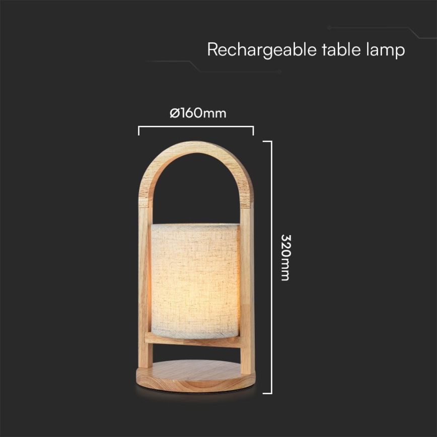 LED Aptumšojama uzlādējama skārienvadāma galda lampa LED/1,5W/5V 3000K 1800mAh bēša