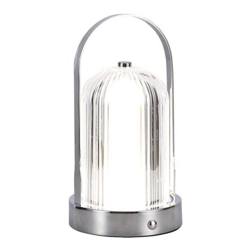 LED Aptumšojama uzlādējama skārienvadāma galda lampa LED/1W/5V 3000-6000K 1800 mAh matēts hroms