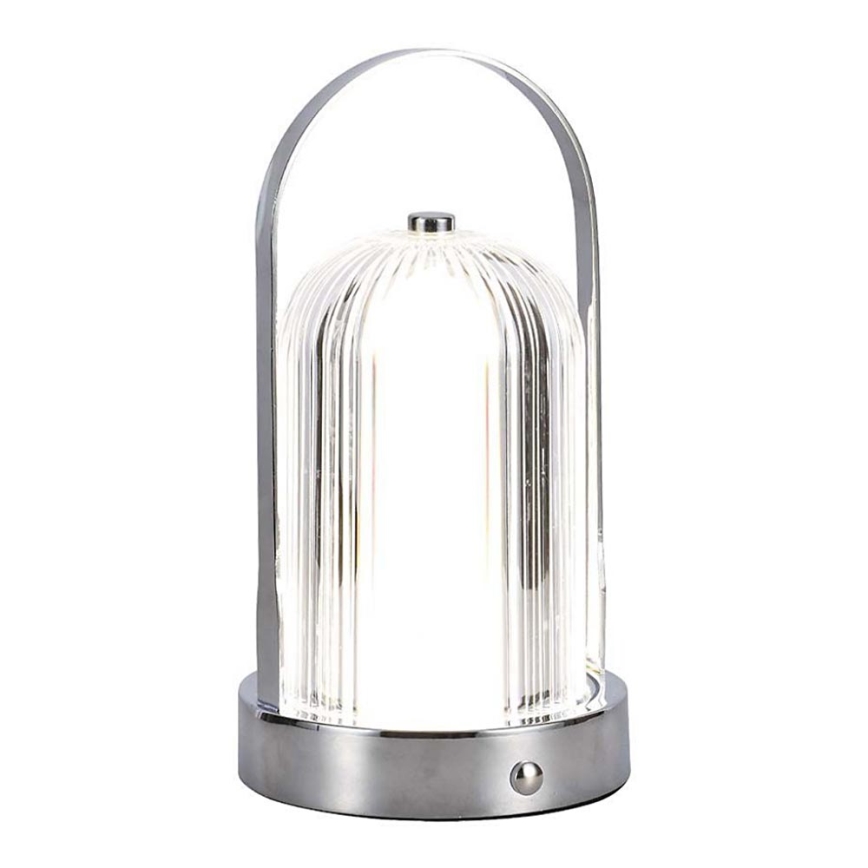 LED Aptumšojama uzlādējama skārienvadāma galda lampa LED/1W/5V 3000-6000K 1800 mAh matēts hroms