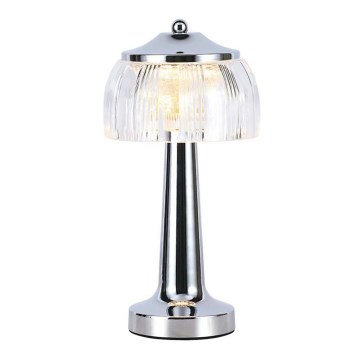 LED Aptumšojama uzlādējama skārienvadāma galda lampa LED/1W/5V 3000-6000K 1800 mAh spīdīgi hromēts