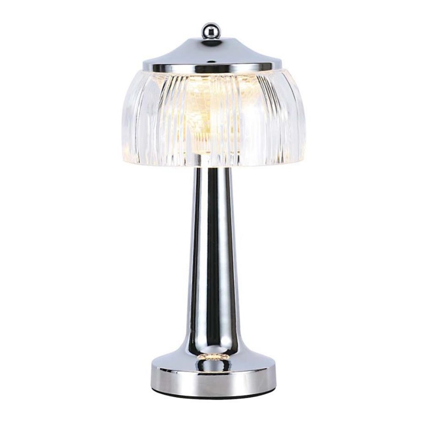 LED Aptumšojama uzlādējama skārienvadāma galda lampa LED/1W/5V 3000-6000K 1800 mAh spīdīgi hromēts