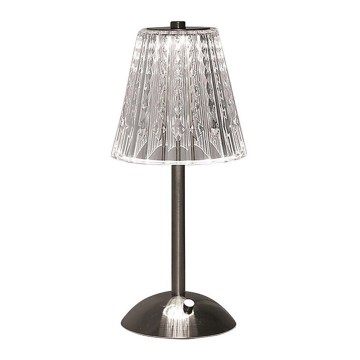 LED Aptumšojama uzlādējama skārienvadāma galda lampa LED/2,4W/5V 3000-6000K 1800 mAh spīdīgi hromēts