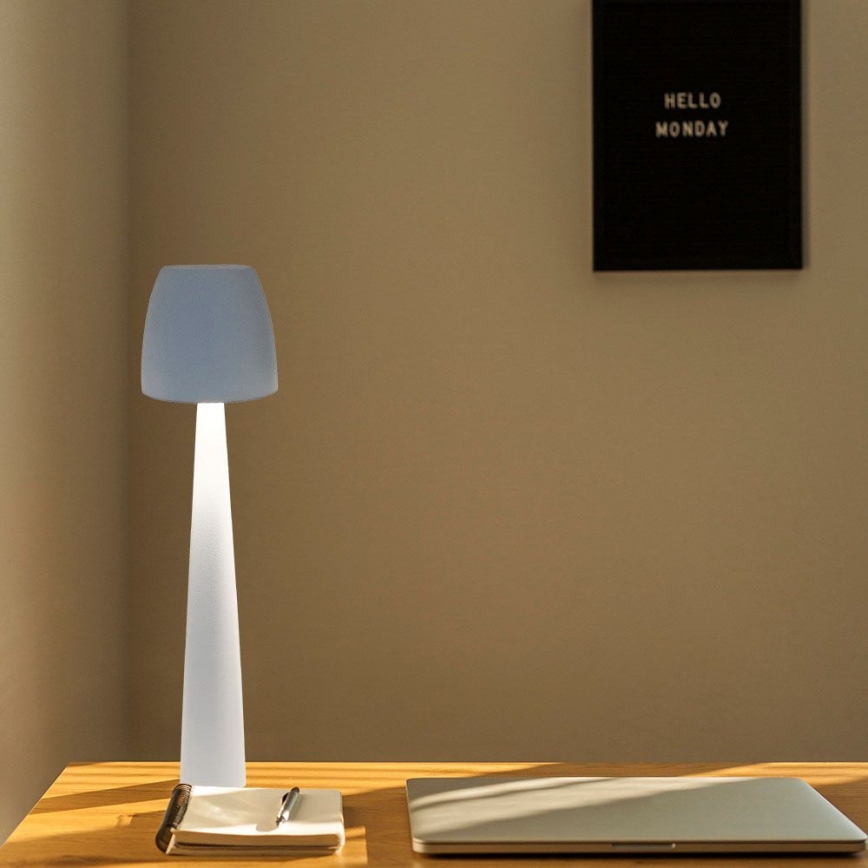 LED Aptumšojama uzlādējama skārienvadāma galda lampa LED/3W/5V 3000-6000K 1800 mAh balta