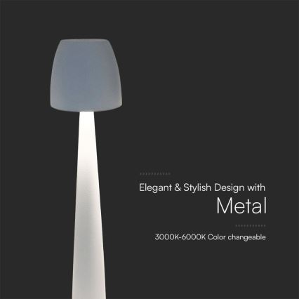 LED Aptumšojama uzlādējama skārienvadāma galda lampa LED/3W/5V 3000-6000K 1800 mAh balta