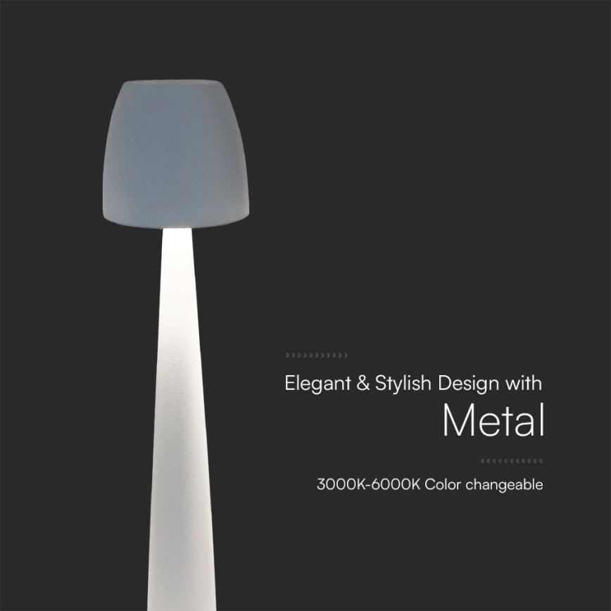 LED Aptumšojama uzlādējama skārienvadāma galda lampa LED/3W/5V 3000-6000K 1800 mAh balta
