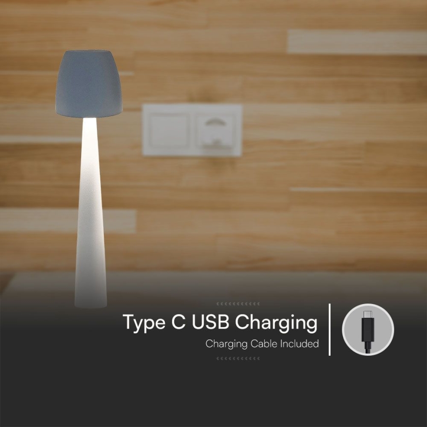 LED Aptumšojama uzlādējama skārienvadāma galda lampa LED/3W/5V 3000-6000K 1800 mAh balta