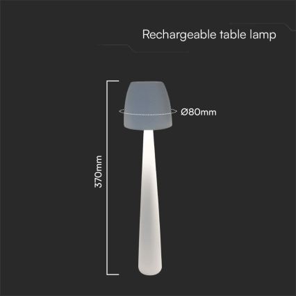 LED Aptumšojama uzlādējama skārienvadāma galda lampa LED/3W/5V 3000-6000K 1800 mAh balta