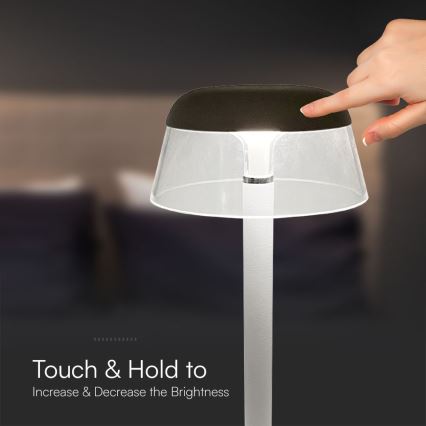 LED Aptumšojama uzlādējama skārienvadāma galda lampa LED/3W/5V 3000-6000K 1800 mAh balta