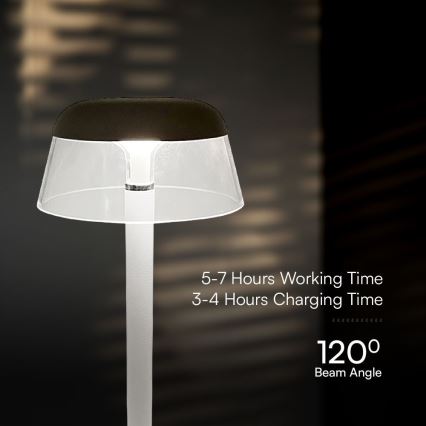 LED Aptumšojama uzlādējama skārienvadāma galda lampa LED/3W/5V 3000-6000K 1800 mAh balta