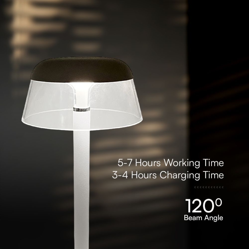 LED Aptumšojama uzlādējama skārienvadāma galda lampa LED/3W/5V 3000-6000K 1800 mAh balta
