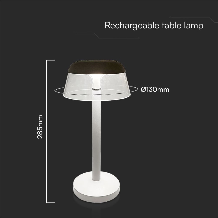 LED Aptumšojama uzlādējama skārienvadāma galda lampa LED/3W/5V 3000-6000K 1800 mAh balta