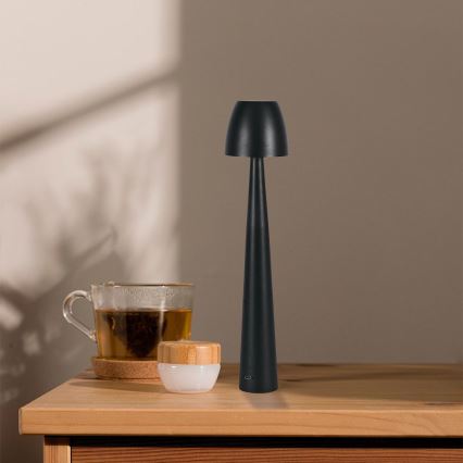 LED Aptumšojama uzlādējama skārienvadāma galda lampa LED/3W/5V 3000-6000K 1800 mAh melna