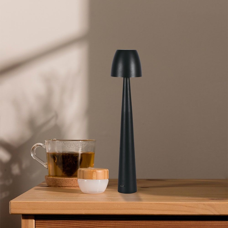 LED Aptumšojama uzlādējama skārienvadāma galda lampa LED/3W/5V 3000-6000K 1800 mAh melna