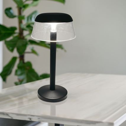 LED Aptumšojama uzlādējama skārienvadāma galda lampa LED/3W/5V 3000-6000K 1800 mAh melna