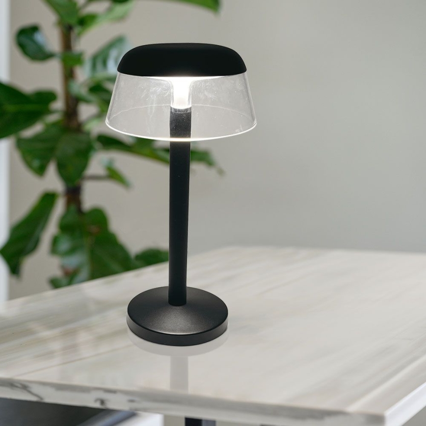 LED Aptumšojama uzlādējama skārienvadāma galda lampa LED/3W/5V 3000-6000K 1800 mAh melna