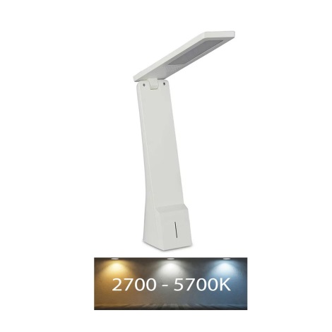 LED Aptumšojama uzlādējama skārienvadāma galda lampa USB LED/4W/5V 1200 mAh 2700K-5700K balta/sudraba